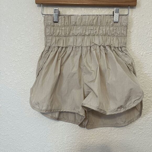 Free People Movement The Way Home Taupe High Waisted Shorts Women's Size Small - Picture 2 of 7